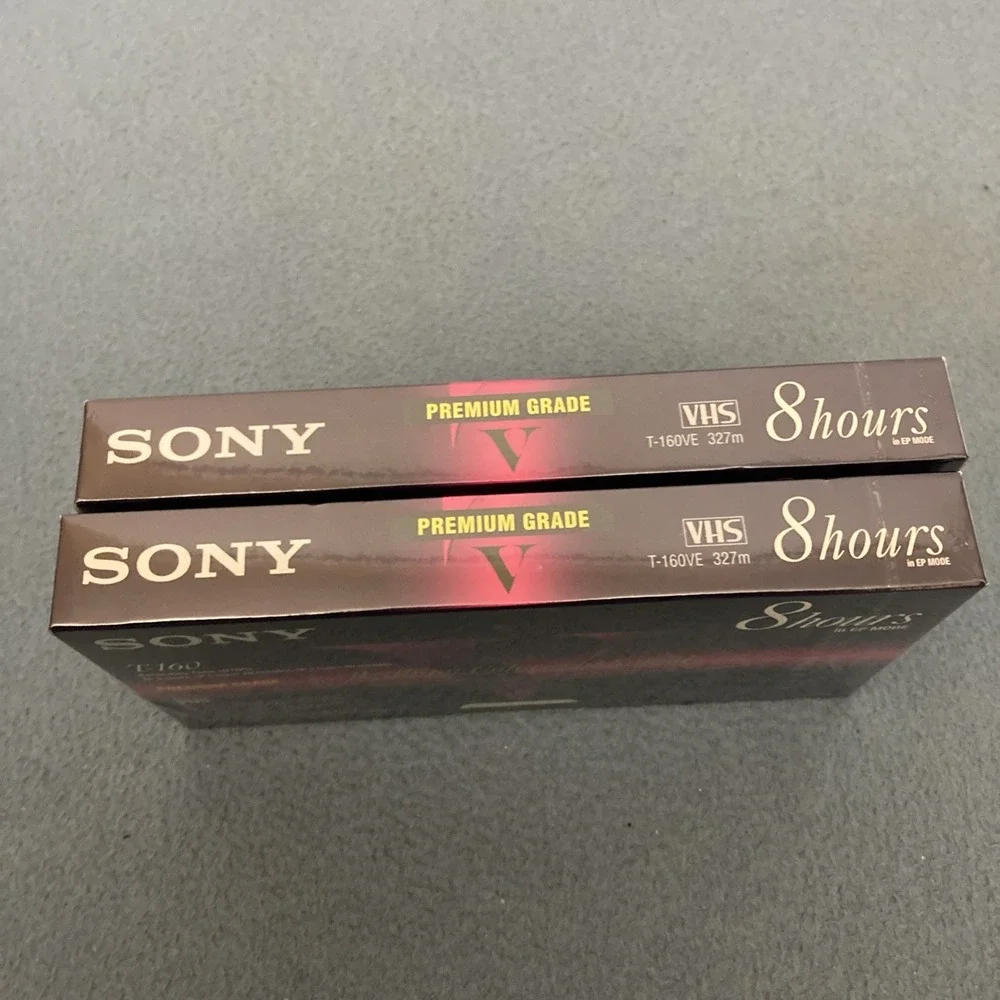 Sony Premium Grade T-160VE Sealed Blank 8 Hours VHS Tapes - Lot of 2